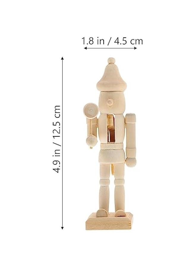 Arabest Wooden Unpainted Nutcracker Trio, Natural  Decoration, DIY Craft Kit, 12x4.5x4cm/4.72x1.77x1.57inch  - Image 2
