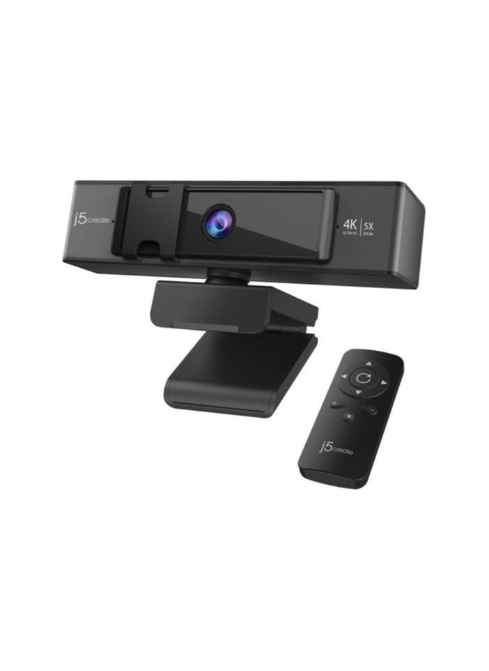Generic J5 Create JVCU435 4k Ultra HD Webcam 360 Degree 5x Digital Zoom, Dual High-Fidelity Microphones, Remote Control, USB-C, Black | JVCU435  - Image 1