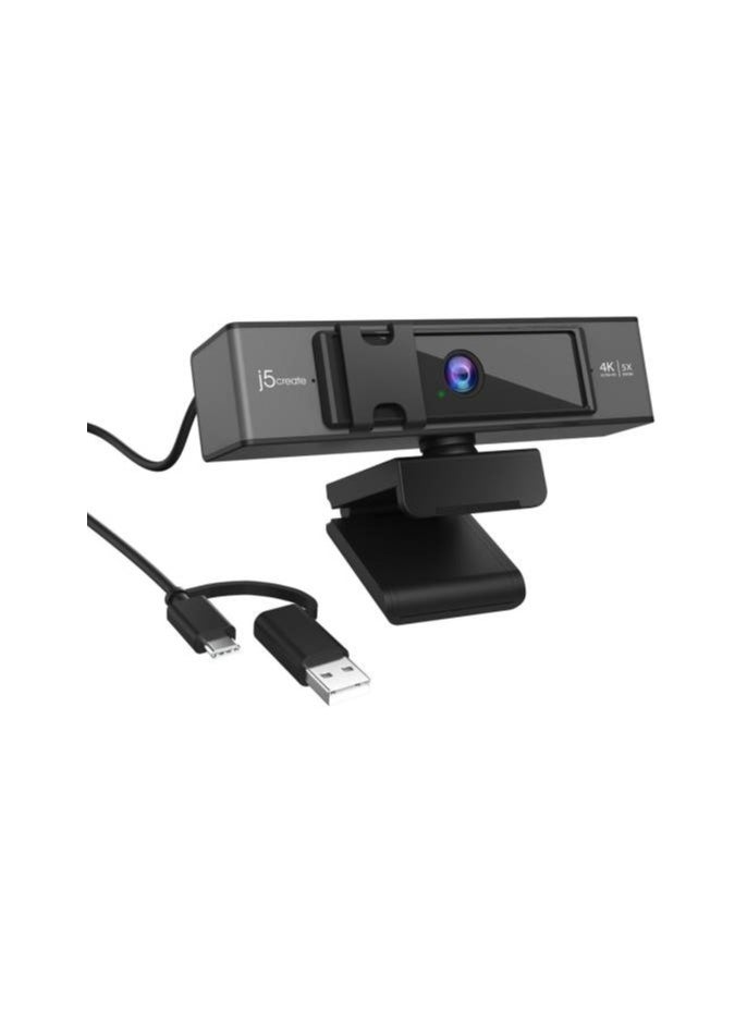 Generic J5 Create JVCU435 4k Ultra HD Webcam 360 Degree 5x Digital Zoom, Dual High-Fidelity Microphones, Remote Control, USB-C, Black | JVCU435  - Image 3