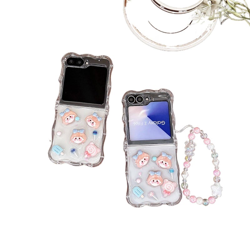 Protective Case | Drop Protection | Shockproof Cover for Samsung Galaxy Z Flip 6 | Girl | Silicone | Lollipop Pattern - Image 2
