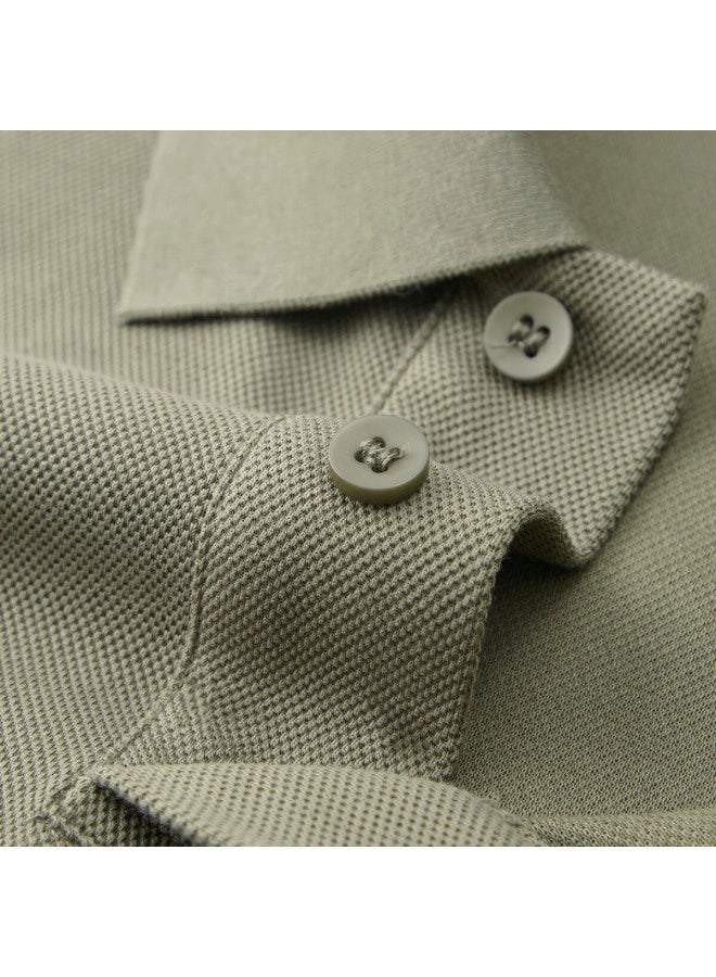 Firs 【10a Antibacterial】autumn Long Sleeve Men's Polo Shirt Mesh Pique Cotton Texture Business Casual Collar Top - Image 3