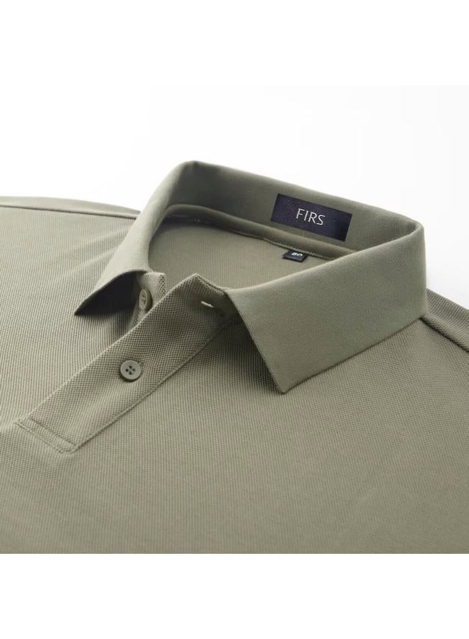 Firs 【10a Antibacterial】autumn Long Sleeve Men's Polo Shirt Mesh Pique Cotton Texture Business Casual Collar Top - Image 2