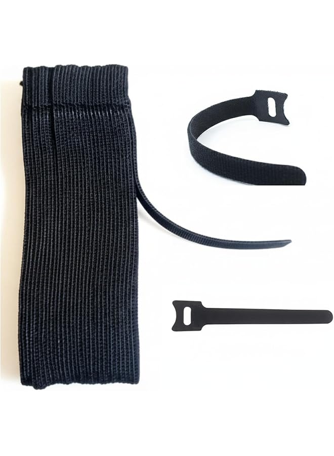 S-TOP Double Sided Reusable Cable Ties with Hook and Loop 30PCS Wire Ties – 5"INCH Cable Fastening Straps for Home, Office, Electronics – Black Cord Organizer OR Data cables Management - Image 1