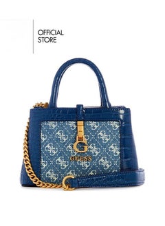 GUESS Girlfriend Satchel Denim Logo Crossbody Bag Blue 