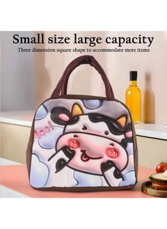 Kuber Industries Kuber Industries Pack of 5 Insulated Kids Lunch Bag with Zip Closure & Handle | Leakproof Lunch Bag for Kids Girls & Boys | Lunchbag for Kids for School & Picnic | YJ-2-BRN | Cow Print - Brown  - Image 2