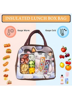Kuber Industries Kuber Industries Pack of 5 Insulated Kids Lunch Bag with Zip Closure & Handle | Leakproof Lunch Bag for Kids Girls & Boys | Lunchbag for Kids for School & Picnic | YJ-2-BRN | Cow Print - Brown  - Image 5