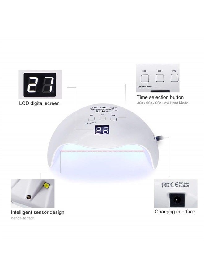 LKE Gel UV LED Nail Polish Lamp, LKE Nail Dryer 40W LED Light with 3 Timers Professional for Nail Art Tools Accessories White - Image 4