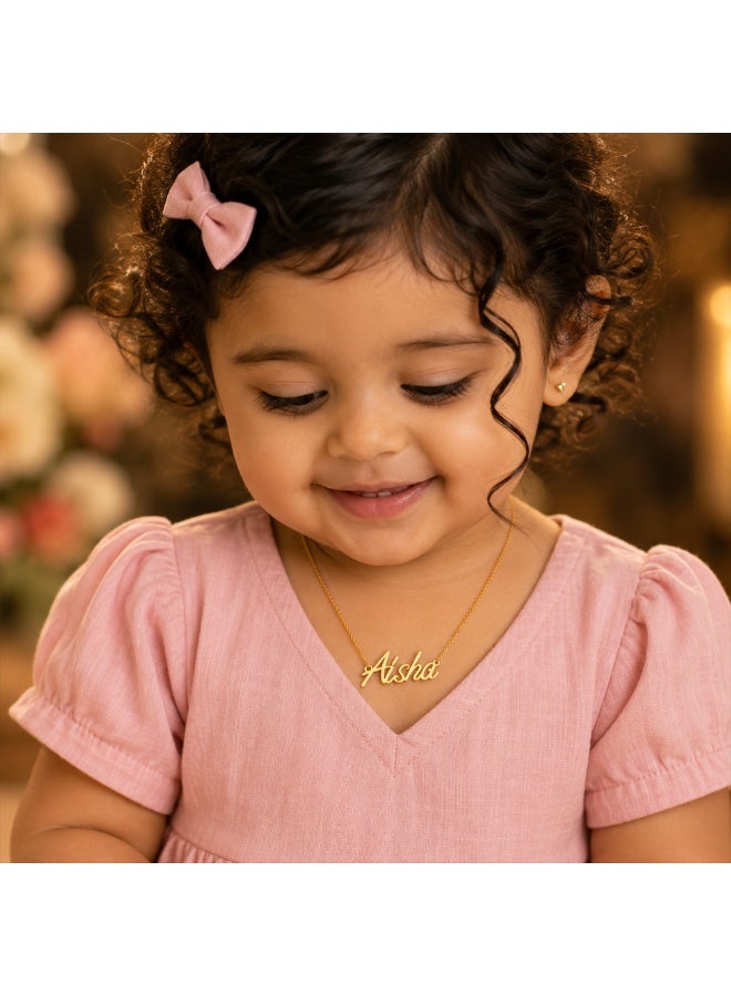 NENOUSH Baby Girl Name Necklace | English Letter Pendant Chain 30cm | Gold Tone Jewelry for Baby Girls | Fashion Necklace | Daily Wear | Party Wear - Image 2
