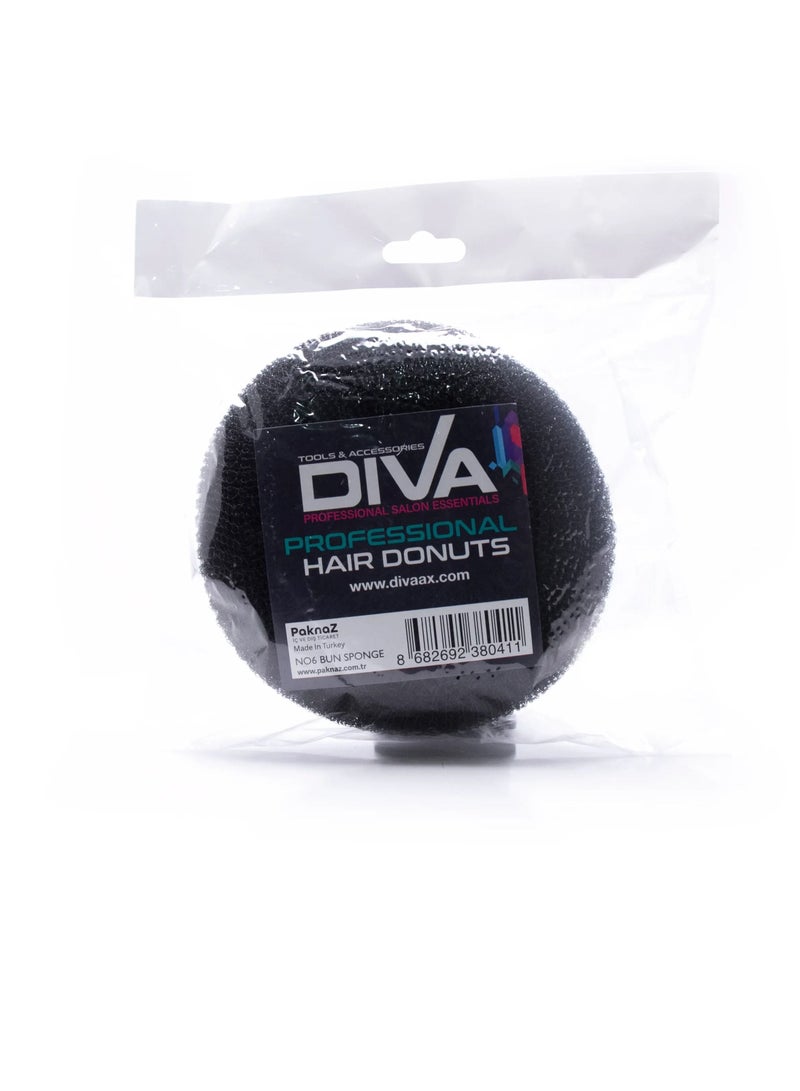 Diva Hair Bun Black No6 Sponge – Lightweight, Easy-to-Use Sponge for Perfect Hair Buns and Updos