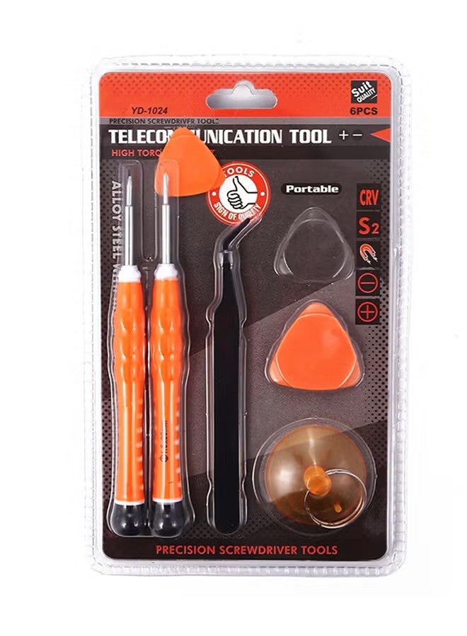6-Piece Precision Screwdriver Set Black Orange Silver - Image 4