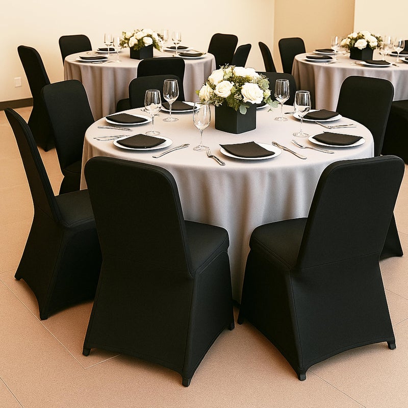 Craft And Party 10 Pack Black Spandex Folding Chair Covers, Stretch Polyester Slipcovers for Wedding, Party & Dining Chairs â€“ Flat Front Design, Universal Fit - Image 5