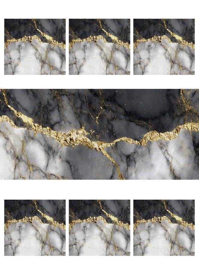 THISFIND Marble Table Runner and Placemats Set of 6, Black & White Marble with Gold Vein Design, 1 Table Runner (72x13 in) + 6 Placemats (17.7x11.8 in), Elegant Dining Table Decor - Image 3