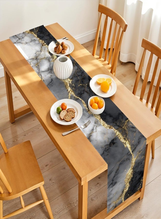 THISFIND Marble Table Runner and Placemats Set of 6, Black & White Marble with Gold Vein Design, 1 Table Runner (72x13 in) + 6 Placemats (17.7x11.8 in), Elegant Dining Table Decor - Image 5