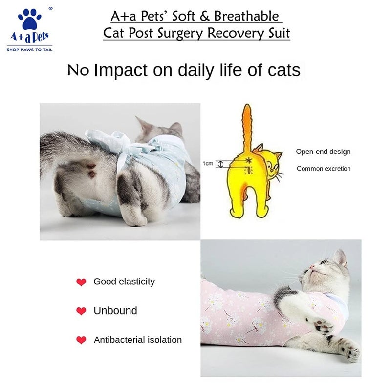 A+a Pets ' Cat Everyday Clothing, for Post Surgery Recovery, Abdominal Wounds or Skin Diseases | Breathable Cotton (Red, M) - Image 3