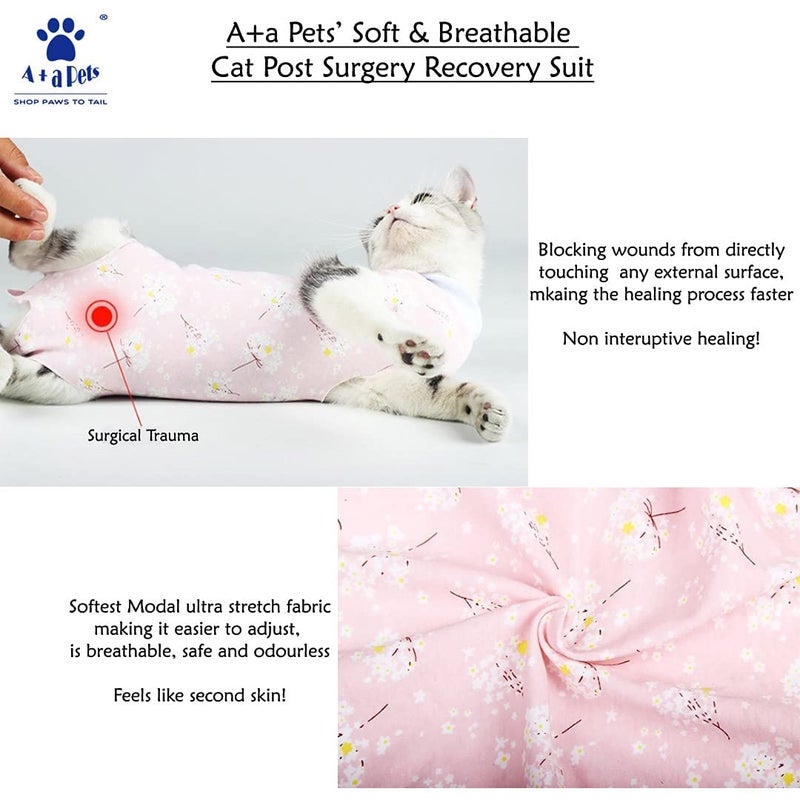 A+a Pets ' Cat Everyday Clothing, for Post Surgery Recovery, Abdominal Wounds or Skin Diseases | Breathable Cotton (Red, M) - Image 5