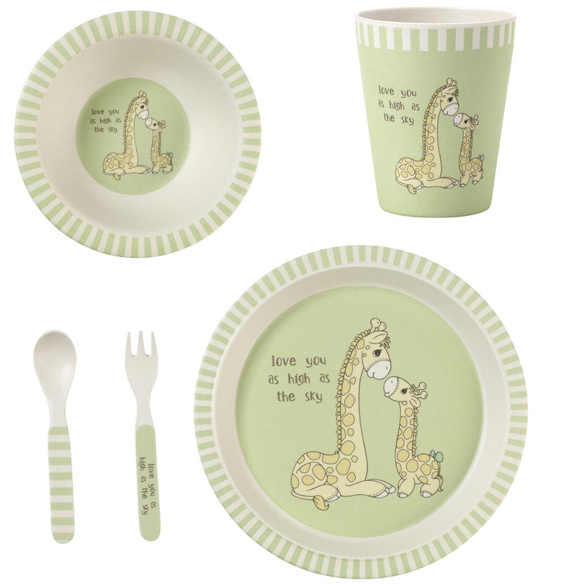 Precious Moments Precious Moments Love You As High As The Sky Giraffe Bamboo Toddler Mealtime Feeding and Dinnerware Set of 5 182419