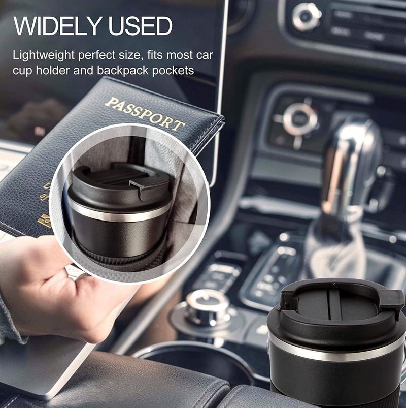 جيمفول كوب قهوة للسفر سعة 510 مل مع غلاف سيليكون مانع للانزلاق، كوب حراري معزول بتفريغ الهواء وجدار مزدوج من الفولاذ المقاوم للصدأ، غطاء قلاب محكم للمشروبات الساخنة والباردة، أسود - Image 3