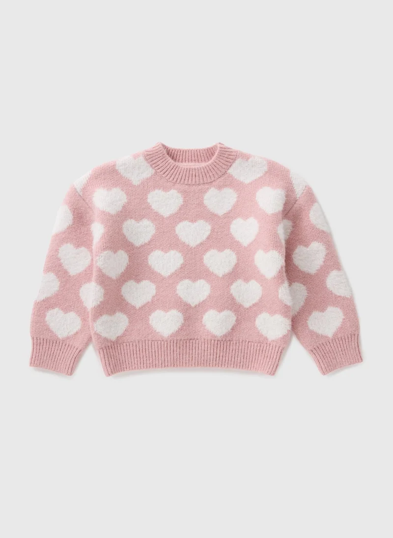 Matalan Girls Pink Heart Knitted Jumper