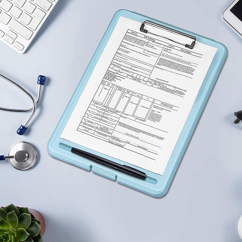 PRANIJ Versatile Foldable Plastic Clipboard with Built-in Storage and Pen Holder - Ideal for School, Office, Travel - Perfect for Students, Teachers, Doctors, Nurses, Professionals (Blue) - Image 3