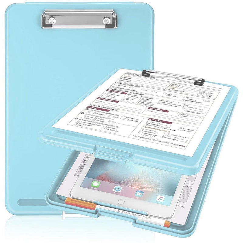 PRANIJ Versatile Foldable Plastic Clipboard with Built-in Storage and Pen Holder - Ideal for School, Office, Travel - Perfect for Students, Teachers, Doctors, Nurses, Professionals (Blue) - Image 1