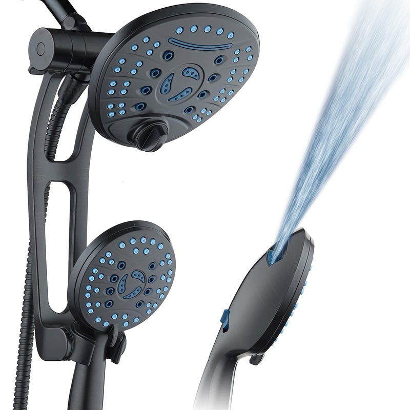 Hotel Spa AquaCare AsSeenOnTV High Pressure HandheldRain 80mode 3way Shower Head Combo with Adjustable Arm Anticlog Nozzles Tub Pet Power Wash 6 ft Hose ORB Bronze Finish