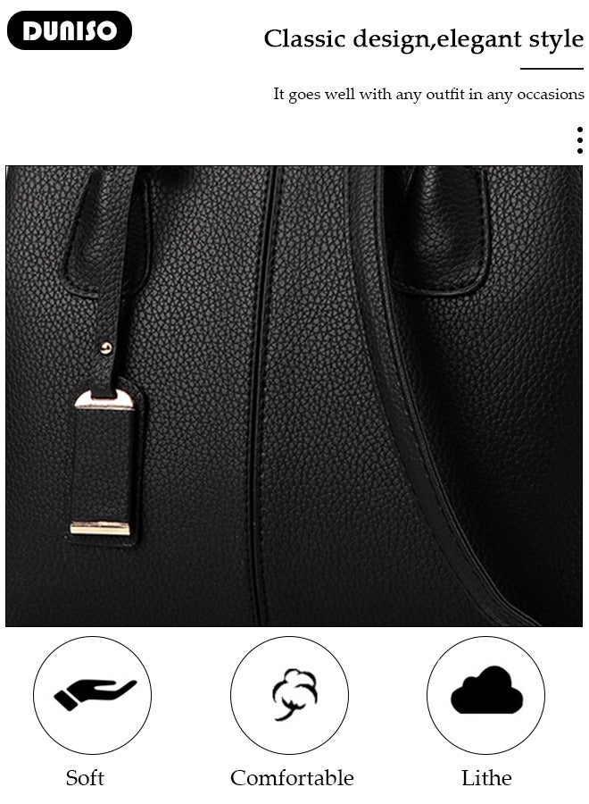 DUNISO Women's Tote Bag Shoulder Handbag for Women, Soft PU Leather Purse with Top Handle Big Capacity Ladies Shoulder Bags for Office, Shopping, Travel Daily Use - Image 5