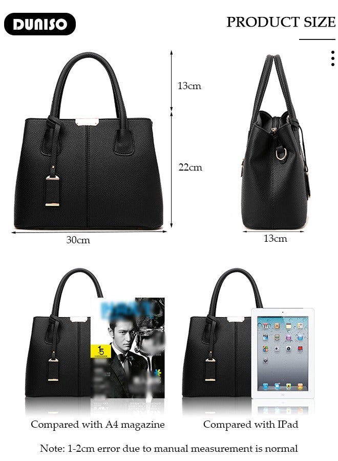 DUNISO Women's Tote Bag Shoulder Handbag for Women, Soft PU Leather Purse with Top Handle Big Capacity Ladies Shoulder Bags for Office, Shopping, Travel Daily Use - Image 4