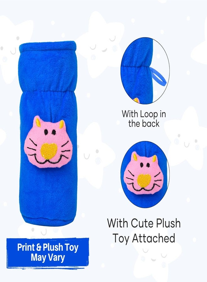Da Anushi Soft Plush Stretchable Baby Feeding Bottle Cover Easy to Hold Strap with Cute Animated Cartoon| Suitable for 60-125 Ml Feeding Bottle (Cream-Light Blue) - Image 5