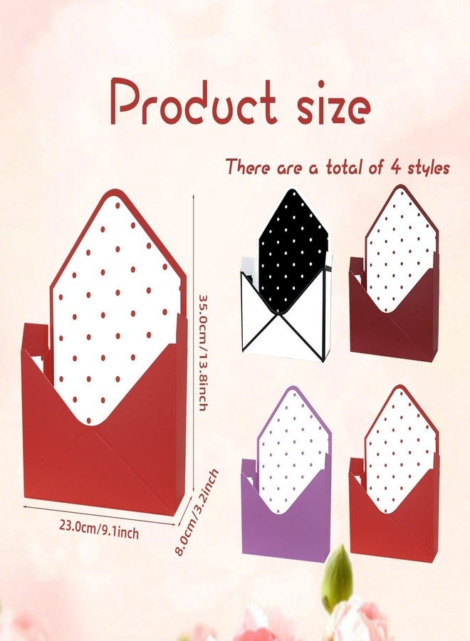 Boerni 4 Pieces Graduation Florist Bouquet Envelope Boxes Empty Envelope Box Polka Dot Bouquet Flower Packaging Gift Paper Boxes for Valentine's Day Mother's Day Wedding Birthday Party Decorations - Image 2