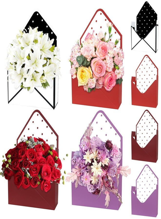 Boerni 4 Pieces Graduation Florist Bouquet Envelope Boxes Empty Envelope Box Polka Dot Bouquet Flower Packaging Gift Paper Boxes for Valentine's Day Mother's Day Wedding Birthday Party Decorations - Image 1
