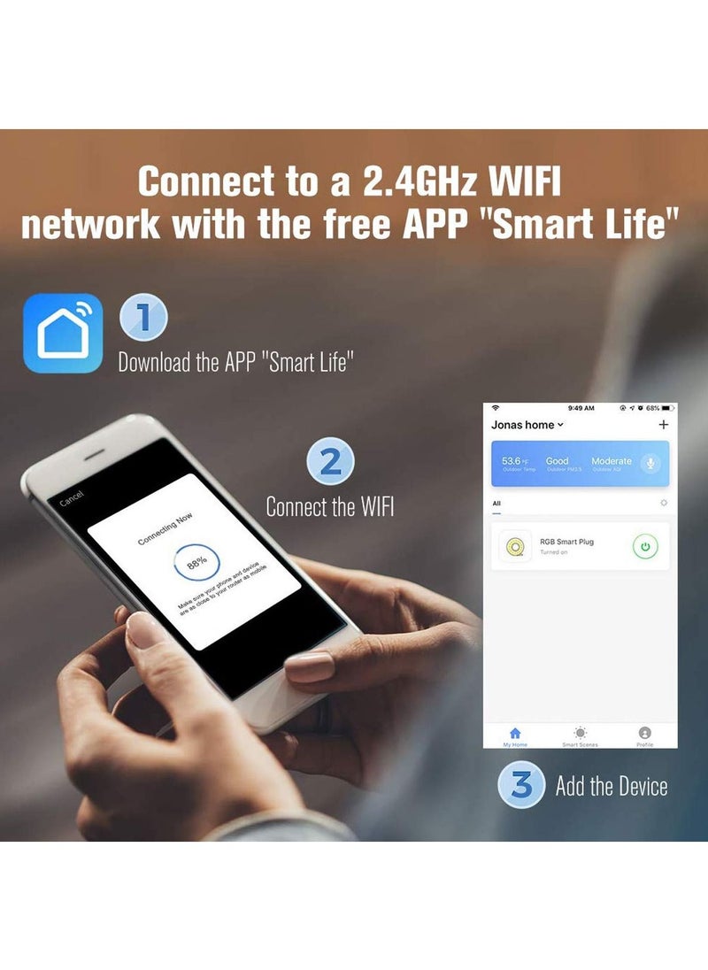 2 قطعة مساعد Google للأوامر الصوتية لأتمتة المنزل ، مقبس ذكي لمنفذ Wifi متوافق مع Alexa