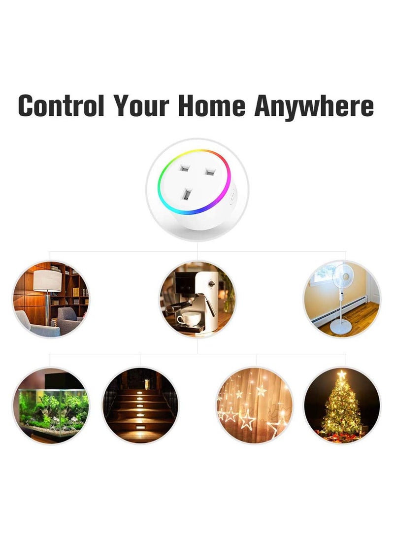 2 قطعة مساعد Google للأوامر الصوتية لأتمتة المنزل ، مقبس ذكي لمنفذ Wifi متوافق مع Alexa