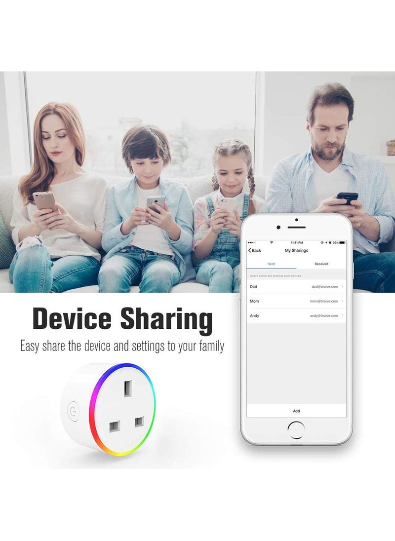 2 قطعة مساعد Google للأوامر الصوتية لأتمتة المنزل ، مقبس ذكي لمنفذ Wifi متوافق مع Alexa
