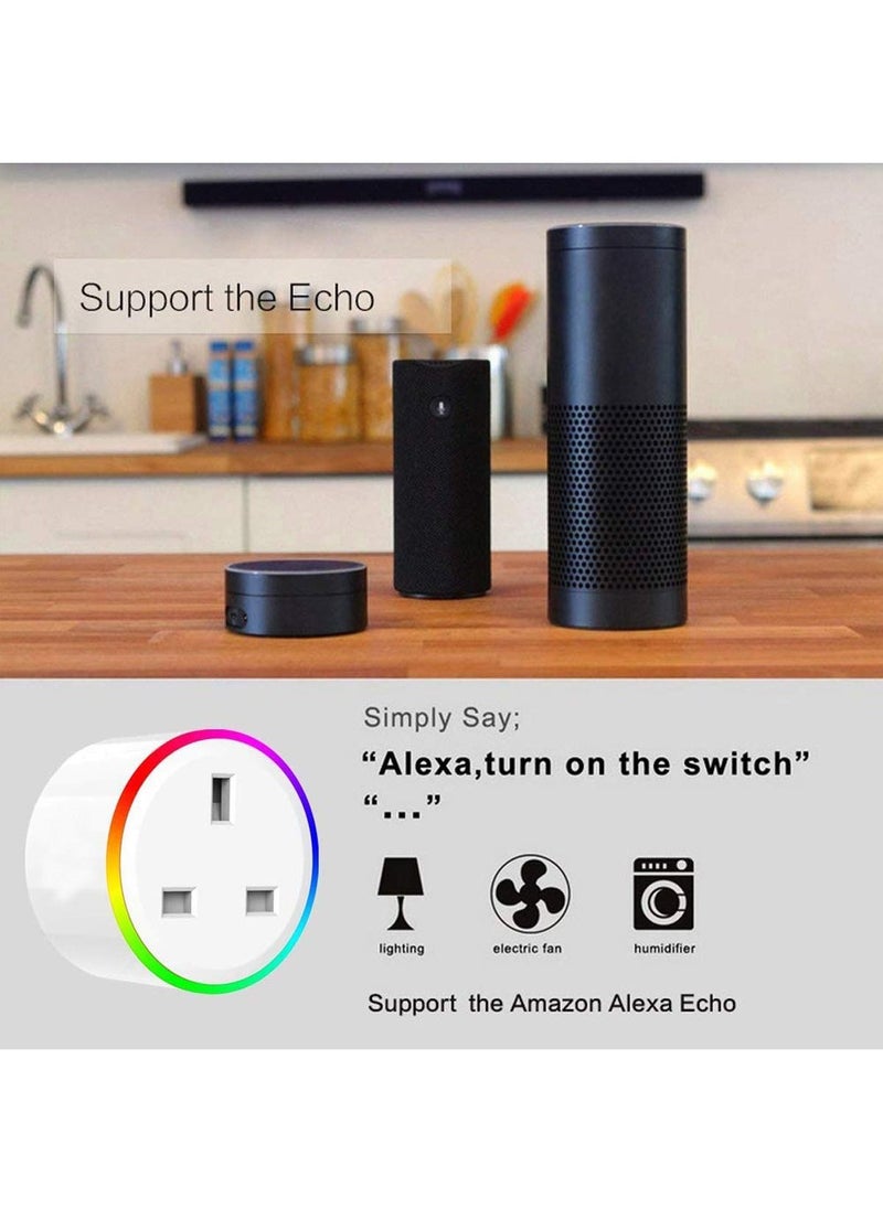 2 قطعة مساعد Google للأوامر الصوتية لأتمتة المنزل ، مقبس ذكي لمنفذ Wifi متوافق مع Alexa