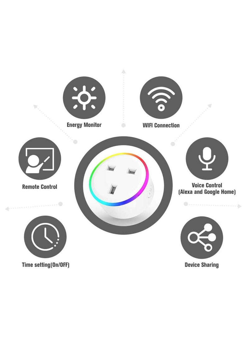 2 قطعة مساعد Google للأوامر الصوتية لأتمتة المنزل ، مقبس ذكي لمنفذ Wifi متوافق مع Alexa
