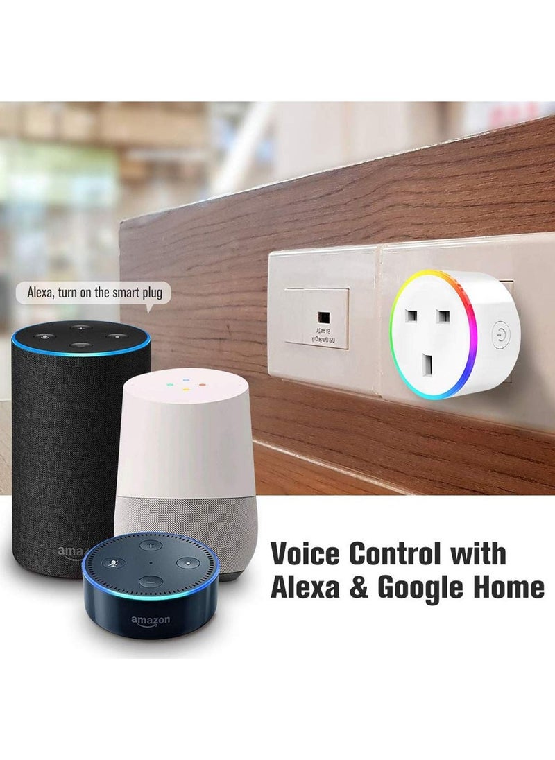 2 قطعة مساعد Google للأوامر الصوتية لأتمتة المنزل ، مقبس ذكي لمنفذ Wifi متوافق مع Alexa