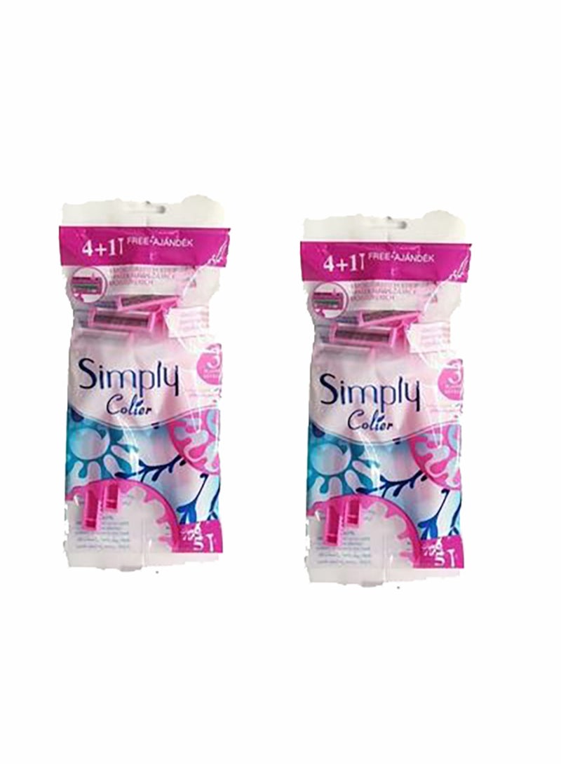 أمواس شفرات سيمبلي كولير فيها 10 قطع وردي