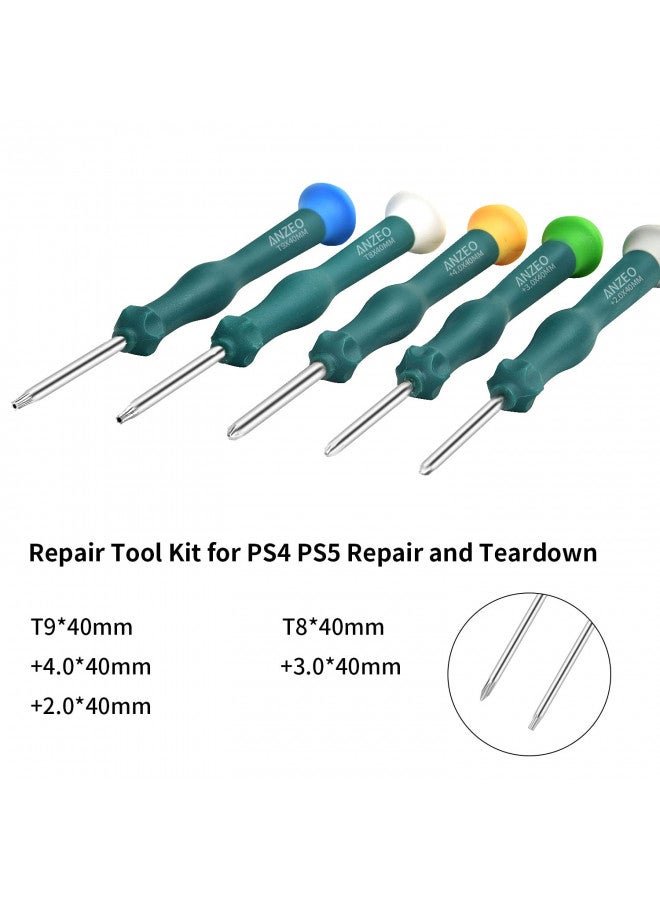 JAOYSTII مجموعة أدوات تنظيف وإصلاح JAOYSTII لجهاز PS4 و PS5، مجموعة مفكات مع مفك أمان TR9 Torx ومفكات Phillips PH00 و PH0 و PH1 لتفكيك وحدة التحكم Sony Playstation 4 و 5 - Image 2