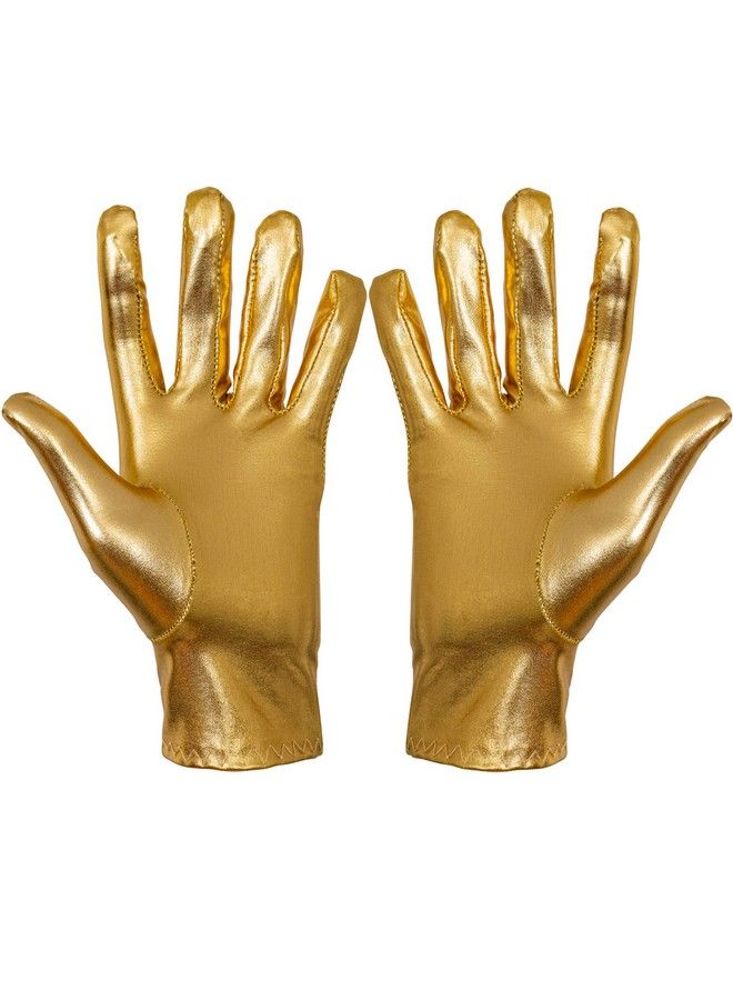 Skeleteen قفازات تنكرية معدنية ذهبية لامعة مجموعة قفازات فستان أميرة مسائية للرجال والنساء والأطفال - Image 1