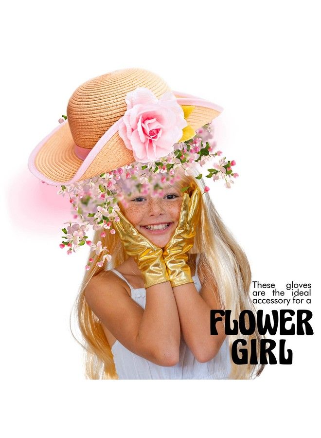 Skeleteen قفازات تنكرية معدنية ذهبية لامعة مجموعة قفازات فستان أميرة مسائية للرجال والنساء والأطفال - Image 3