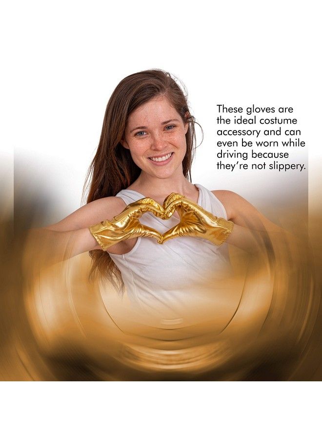 Skeleteen قفازات تنكرية معدنية ذهبية لامعة مجموعة قفازات فستان أميرة مسائية للرجال والنساء والأطفال - Image 4
