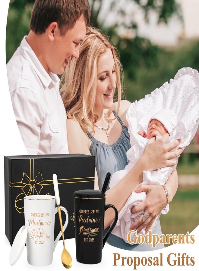 Maustic Godparents Proposal Gift, Godmother Godfather Proposal Gift, Quieres Ser Mi Madrina Padrino Est 2026 Mugs Set, Quieren Ser Mis Padrinos De Bautizo, Padrino Madrina Gifts, 14 Oz Black & White - Image 3