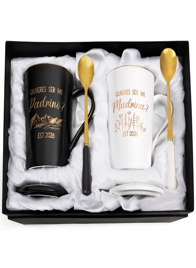 Maustic Godparents Proposal Gift, Godmother Godfather Proposal Gift, Quieres Ser Mi Madrina Padrino Est 2026 Mugs Set, Quieren Ser Mis Padrinos De Bautizo, Padrino Madrina Gifts, 14 Oz Black & White - Image 1