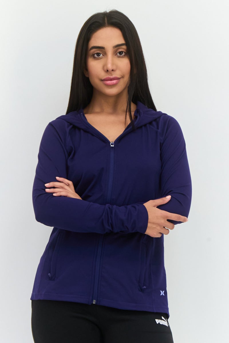 Hurley Women Sportswear Fit Full Zip Running Sweatshirts, Purple - Image 1