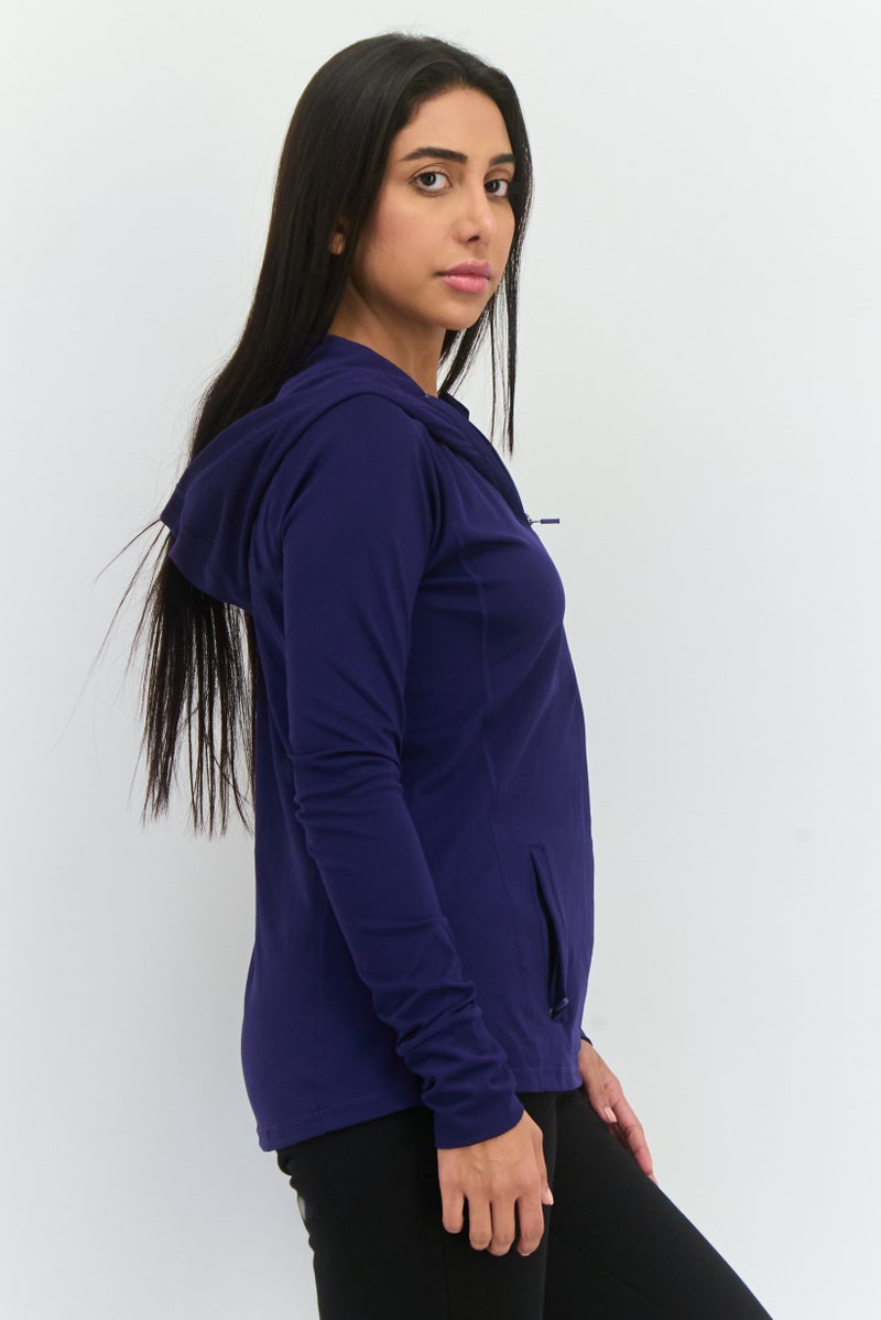 Hurley ملابس رياضية نسائية بزي كامل بسحاب للجري، بنفسجي - Image 2