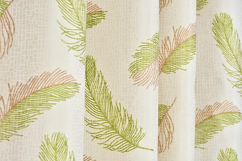Yarnis Yarnis Feather Printed LightFiltering Curtains 5 Feet Long Set of 2 for Window Living Room Green Parda - Image 3