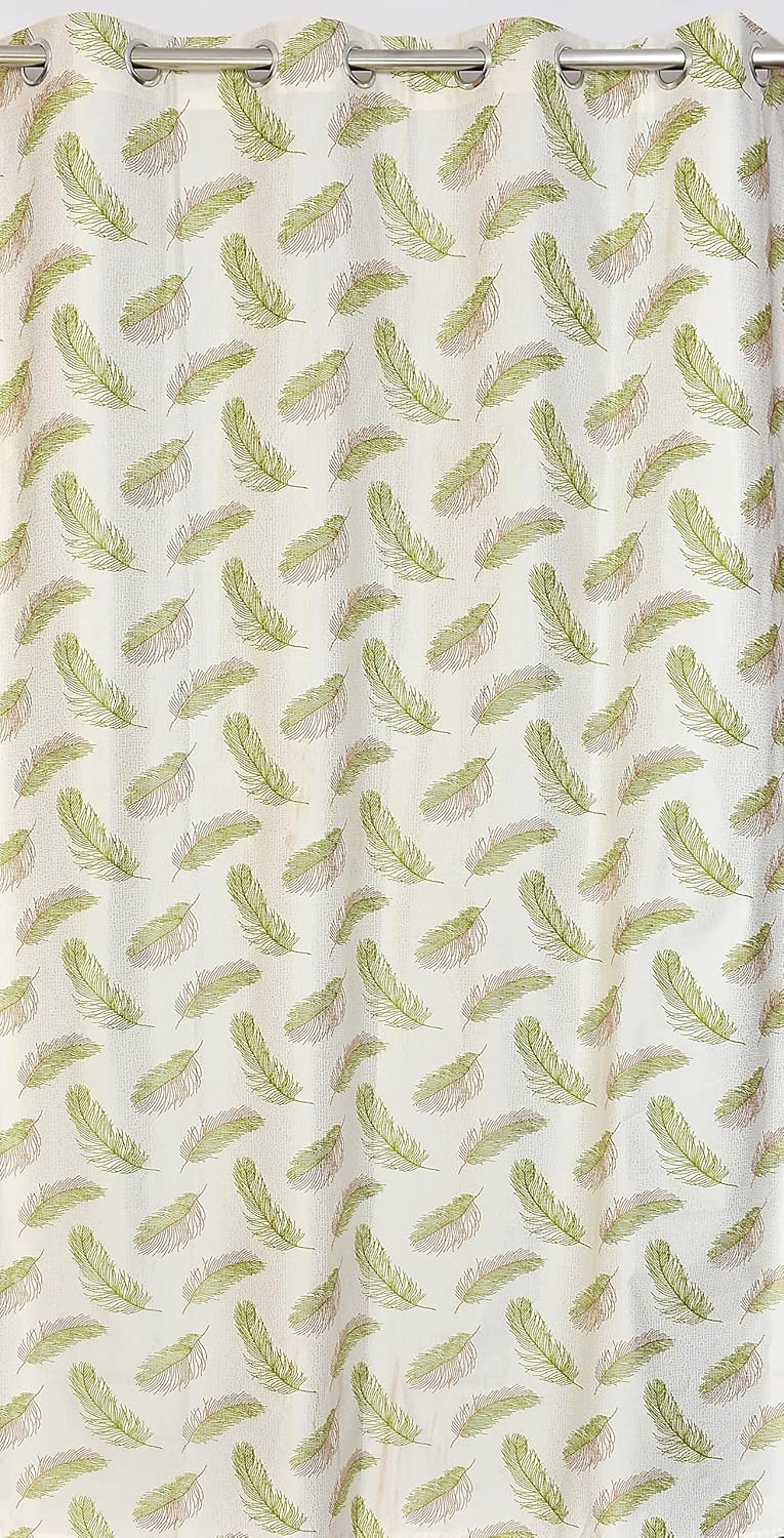 Yarnis Yarnis Feather Printed LightFiltering Curtains 5 Feet Long Set of 2 for Window Living Room Green Parda - Image 4