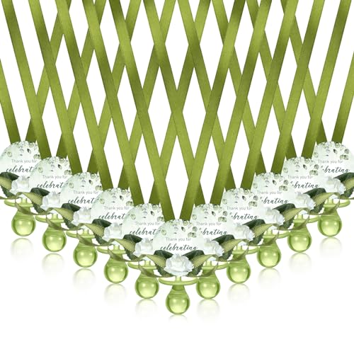 Coume 60 Pcs Sage Green Baby Shower Favors Acrylic Pacifier Necklace Thank You Gift Bulk with Cards for Guests Prizes Baby Shower Games Favors - Image 1