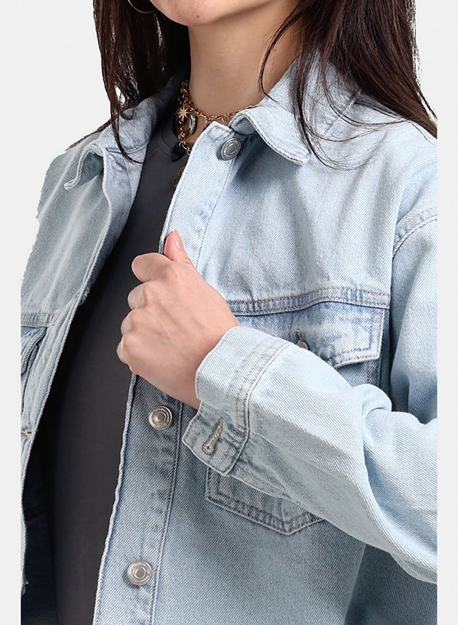 Carina Denim Cropped Shirt - Image 4