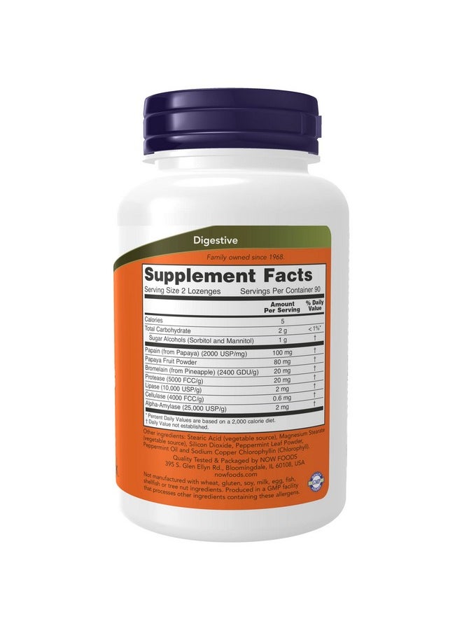 now Supplements Papaya Enzyme With Mint And Chlorophyll Digestive Support* 180 Chewable Lozenges  - Image 3